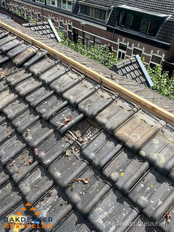 Dakonderhoud aan schuin pannendak met nokvernieuwing in Breukelen